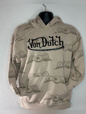 Von Dutch Beige Crewneck Hoodie with Black Logo